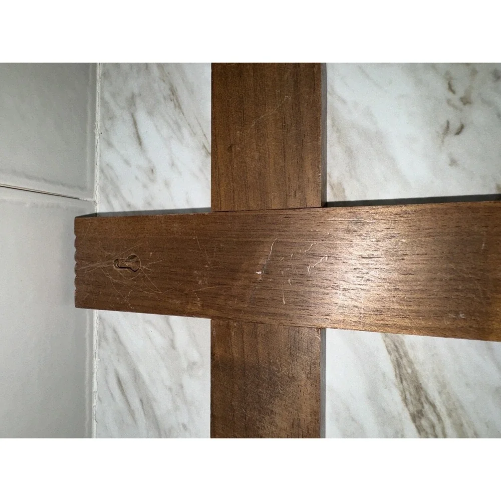 VTG  MCM Crucifix INRI  Wood Slide  Crucifix wCompartment‎ Bottle/Candles